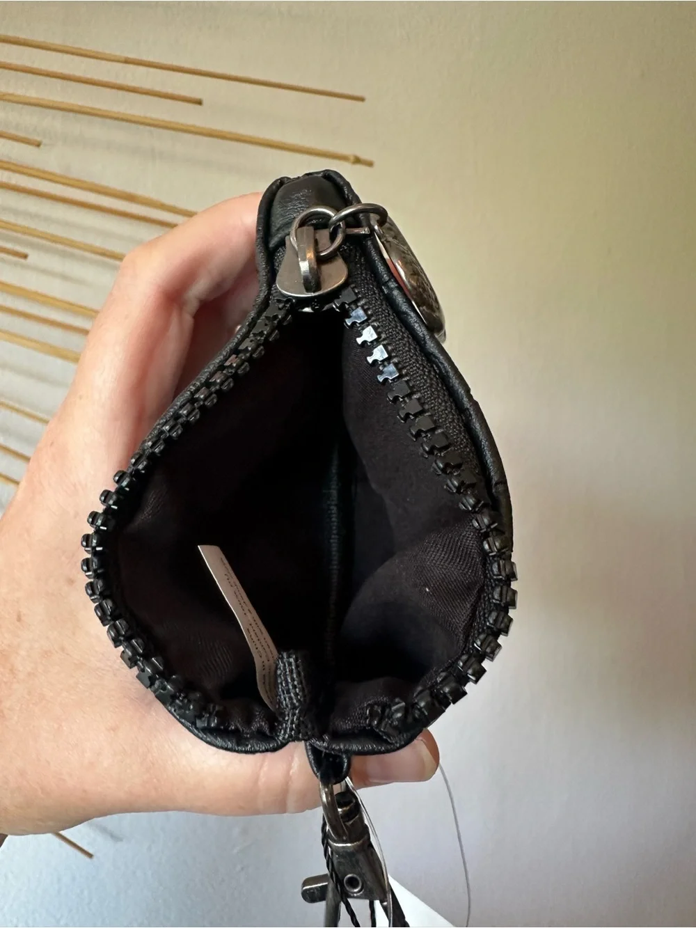 Ed Hardy Black Embossed Heart & Skull Wallet Pouch with Embroidered Wristlet NWT